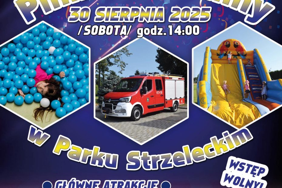 plakat zapraszający na Piknik Rodzinny do Strzelec Wielkich