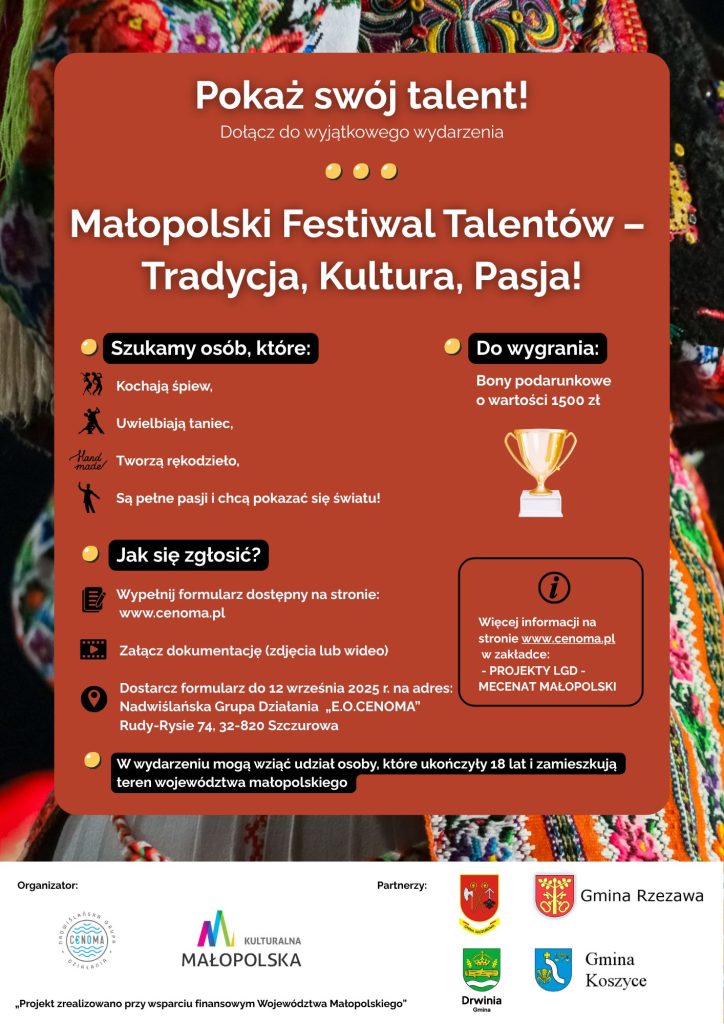 plakat promujący zapisy na festiwal talentów