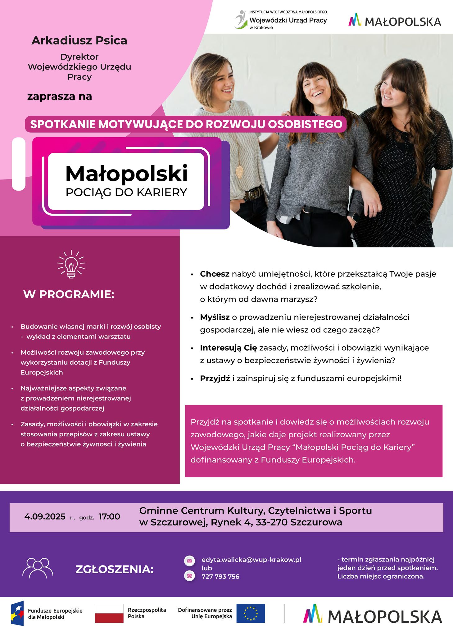 plakat małopolski pociąg do kariery