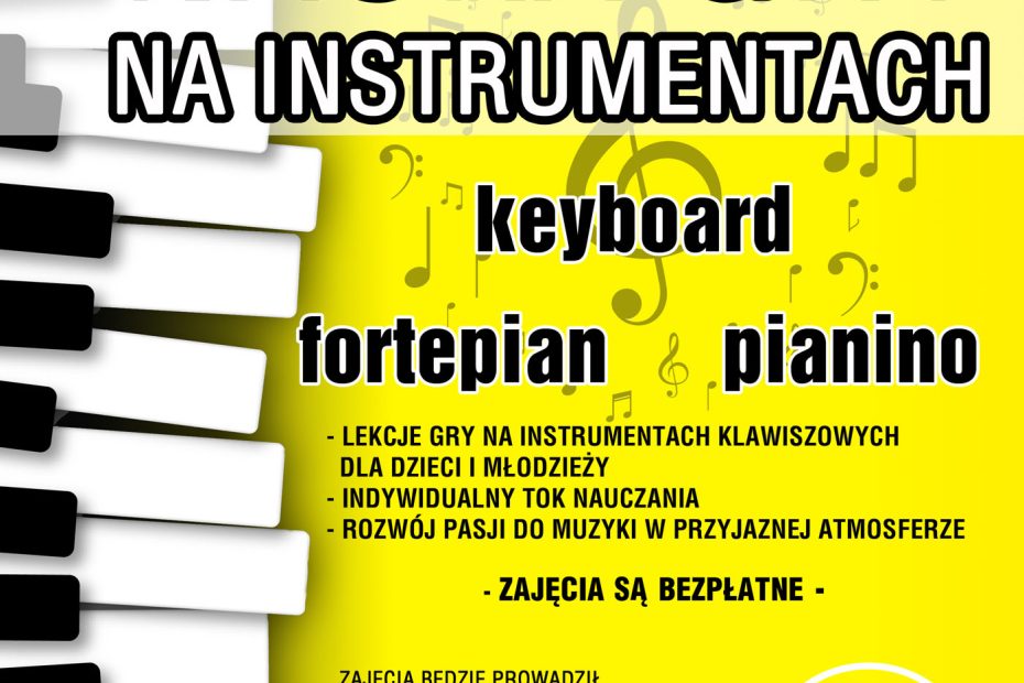 plakat informujący o zapisy gry na instrumentach