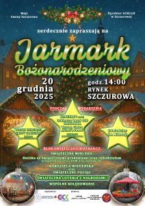 plakat przedstawia zaproszenie na jarmark bożonarodzeniowy