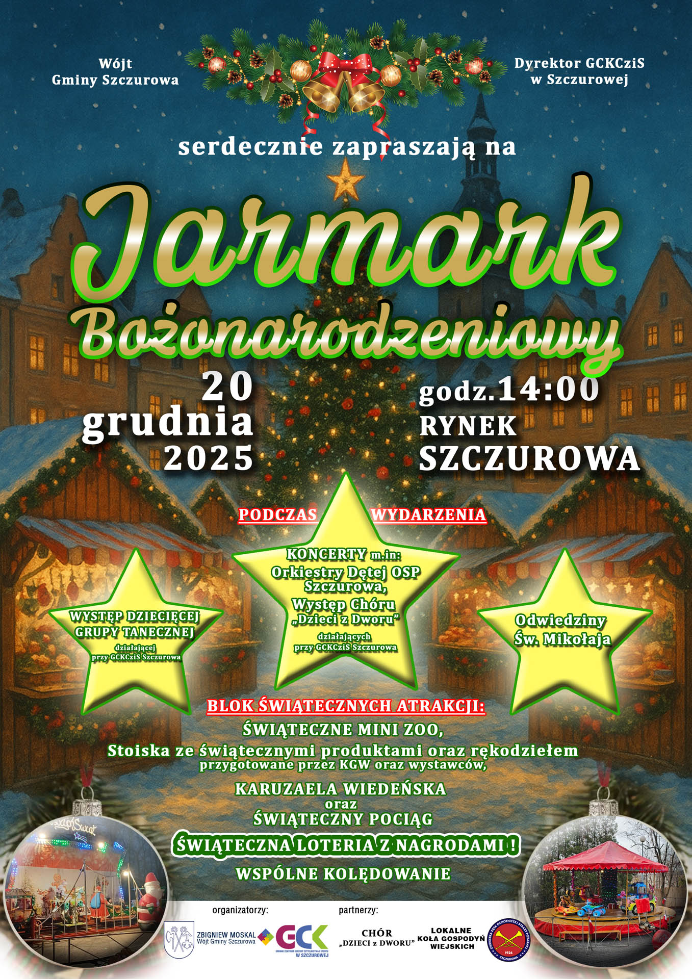 plakat przedstawia zaproszenie na jarmark bożonarodzeniowy