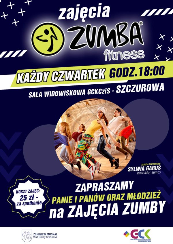 Plakat zapraszający na zajęcia z zumby